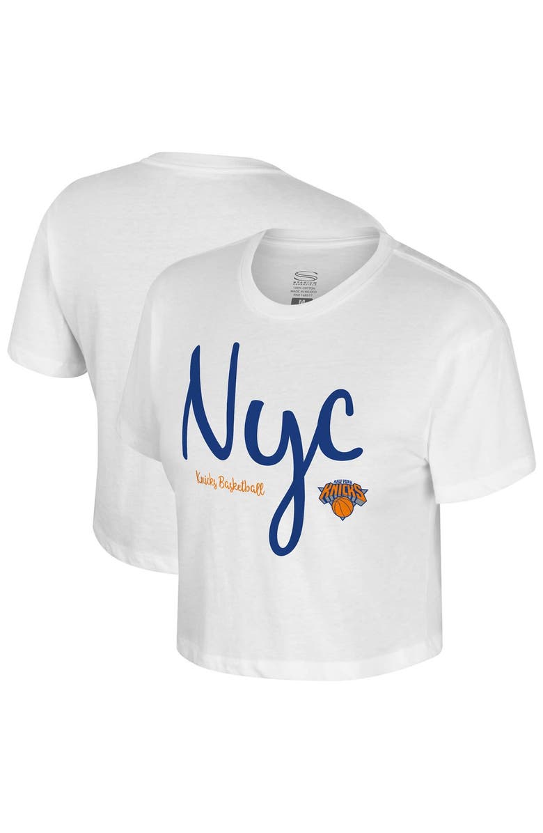 Stadium Essentials Women's Stadium Essentials White New York Knicks Cropped Third Quarter T-Shirt, Main, color, White