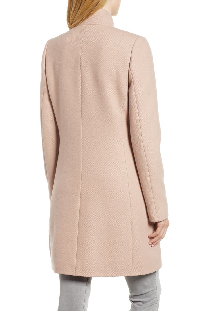 Kensie Ruffle Twill Coat, Alternate, color, 