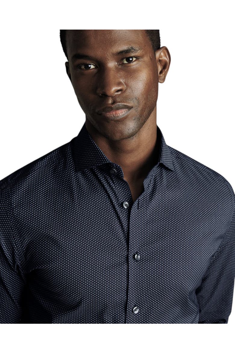 Geo Print Non-Iron Stretch Twill Shirt, Alternate, color, Petrol Blue