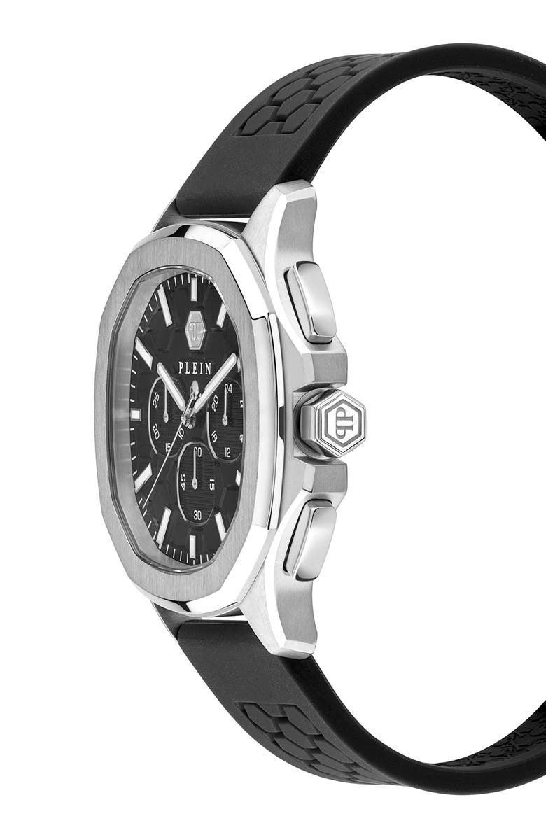 PHILIPP PLEIN Spectre Chronograph Silicone Strap Watch, 44mm, Alternate, color, Stainless Steel