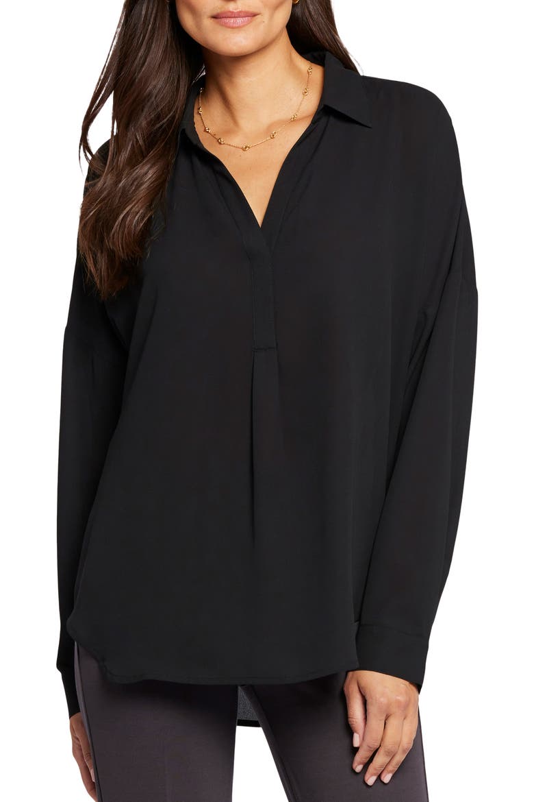 Becky Recycled Polyester Georgette Blouse, Main, color, BLACK