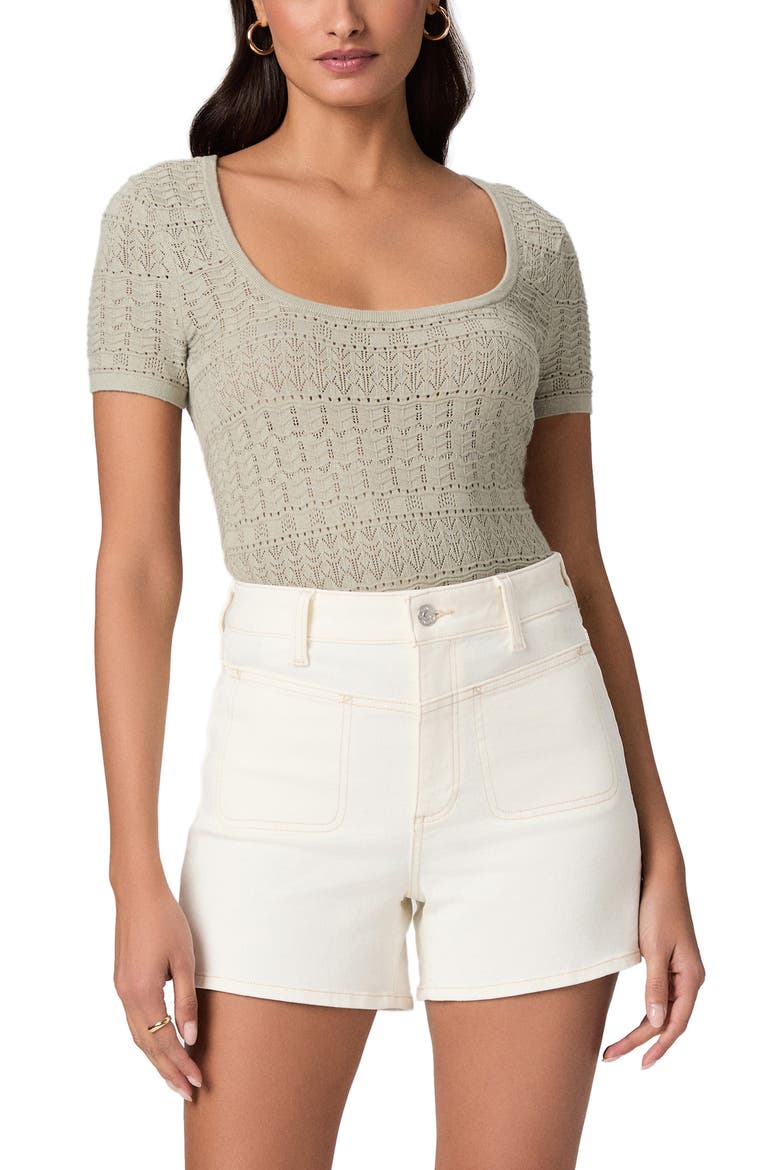 Dani Front Yoke Ultra High Waist Denim Shorts, Alternate, color, TOASTED ECRU