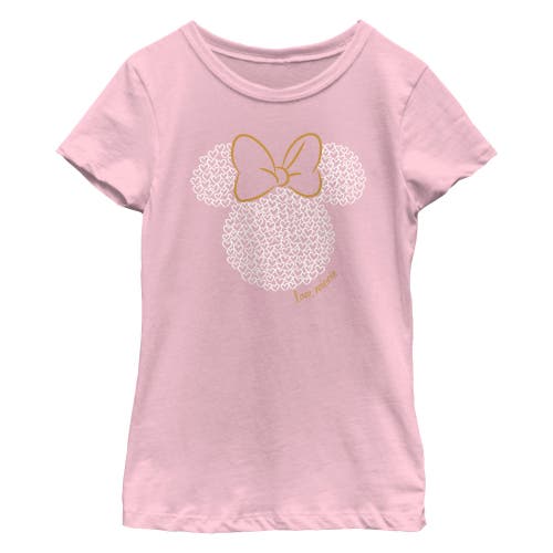 Girl's Minnie Mouse Heart Silhouette  Graphic T-Shirt in Light Pink  product