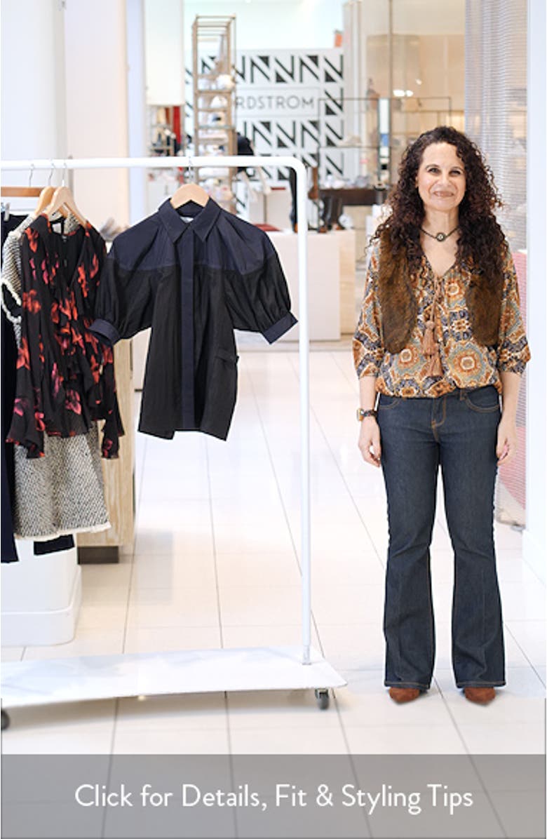 Lantern Sleeve Colorblock Button-Up Shirt, sales video thumbnail