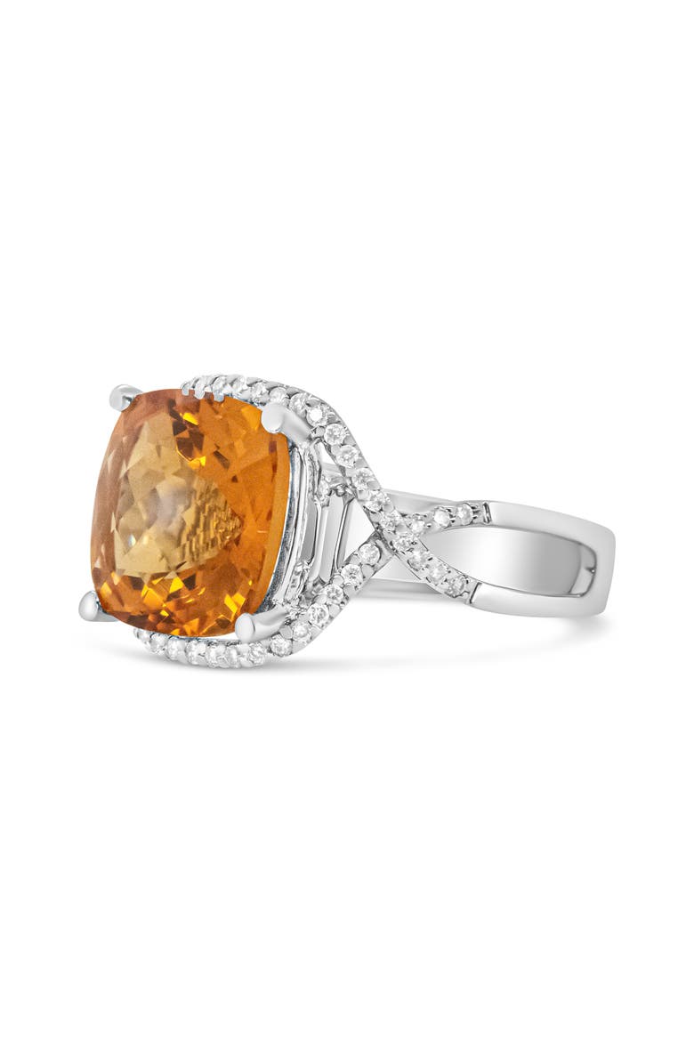 14K Gold Citrine Gemstone & 1/3 Cttw Diamond Ring, Alternate, color, White