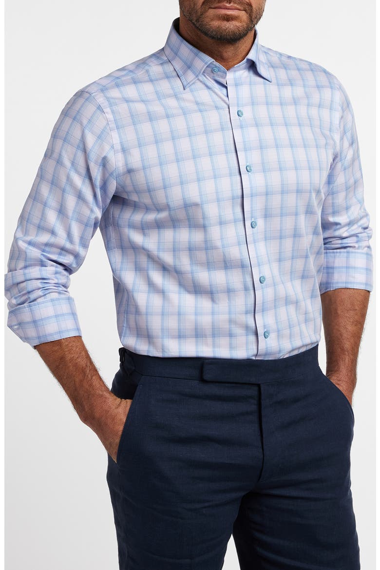 Twill Check Sport Shirt, Alternate, color, BLUE/ PINK