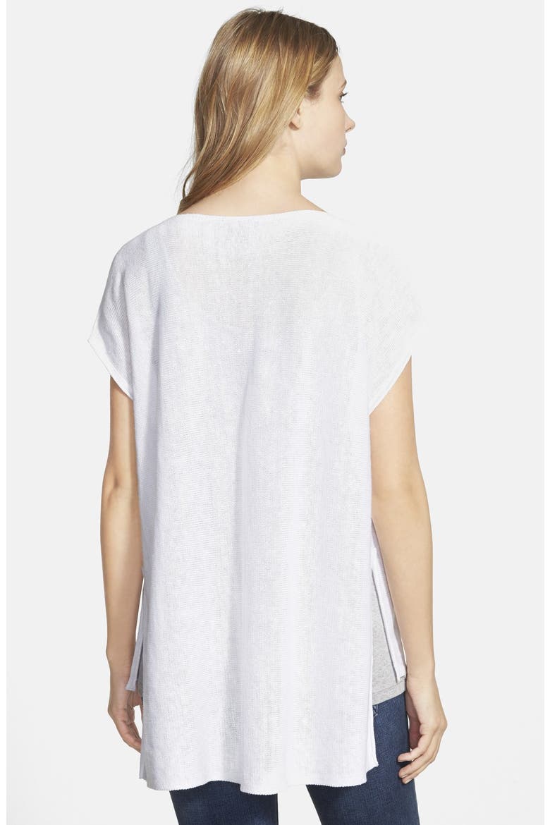 Organic Linen Bateau Neck Boxy Top, Alternate, color, WHITE