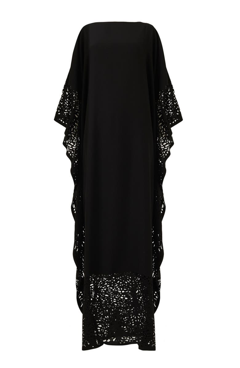 Leem Laser-Cut Kaftan, Main, color, Black