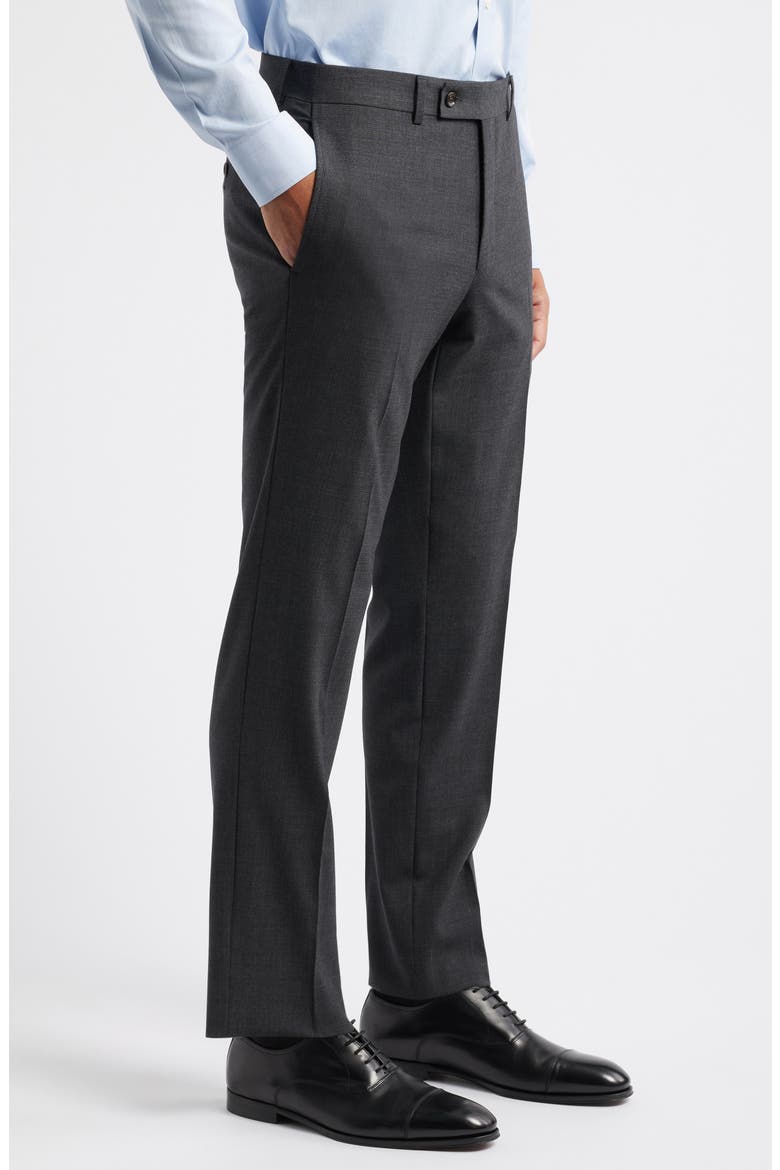 Patrick Flat Front Stretch Wool Dress Pants, Alternate, color, CHARCOAL