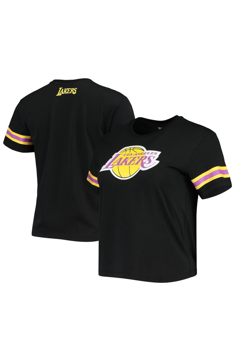 THE WILD COLLECTIVE Women's The Wild Collective Black Los Angeles Lakers Cropped T-Shirt, Main, color, 