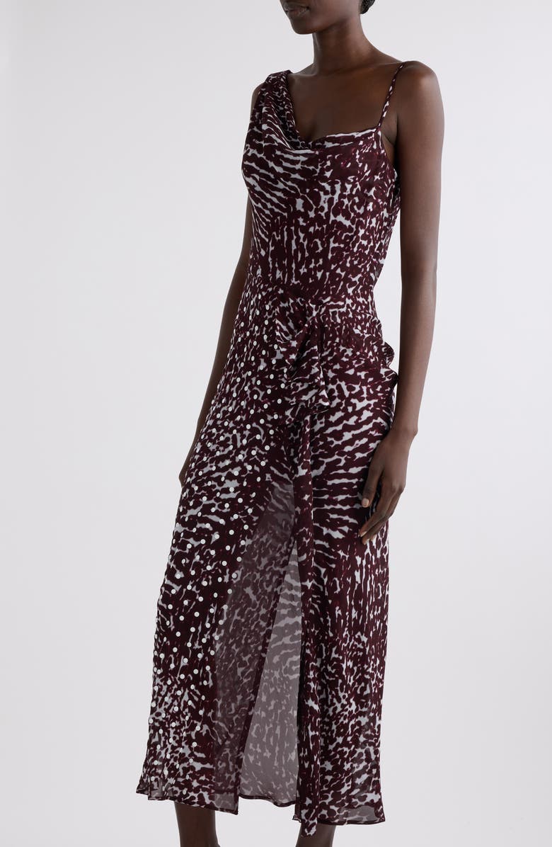 Dries Van Noten Deyon Mixed Print Midi Dress, Alternate, color, Burgundy