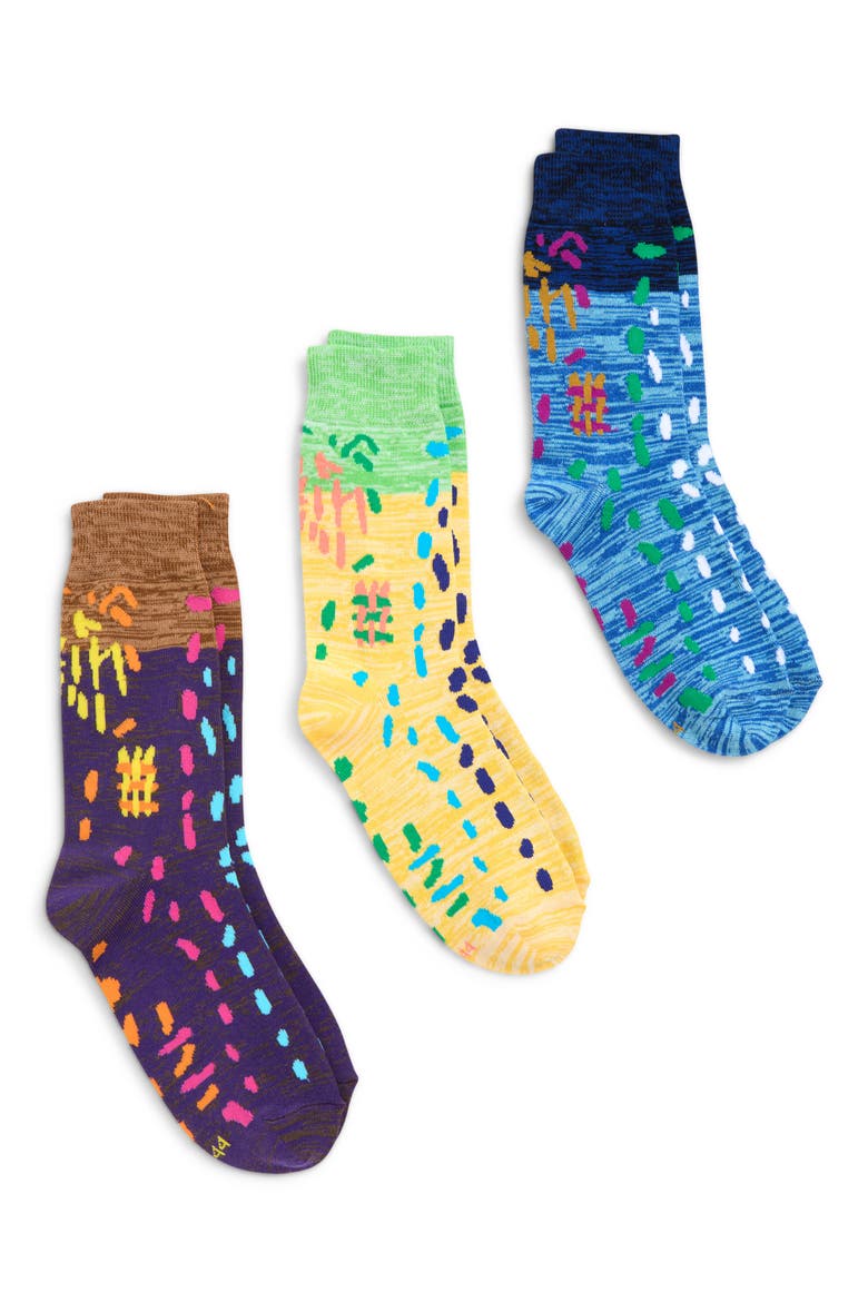 x Celia Pym One of a Kind Crew Socks, Alternate, color, WHITE/PURPLE/YELLOW/BLUE MULTI