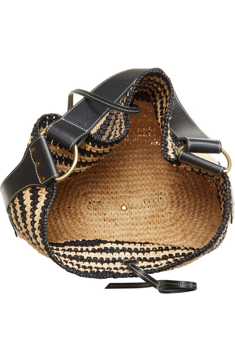 Isabel Marant Bayia Stripe Raffia Hobo Bag, Alternate, color, Black/ Natural