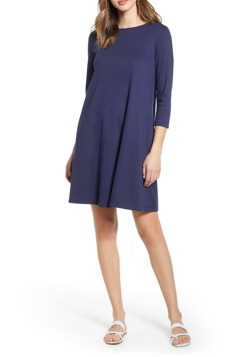 Tie Back Stripe Knit Dress, Main, color, NAVY PEACOAT
