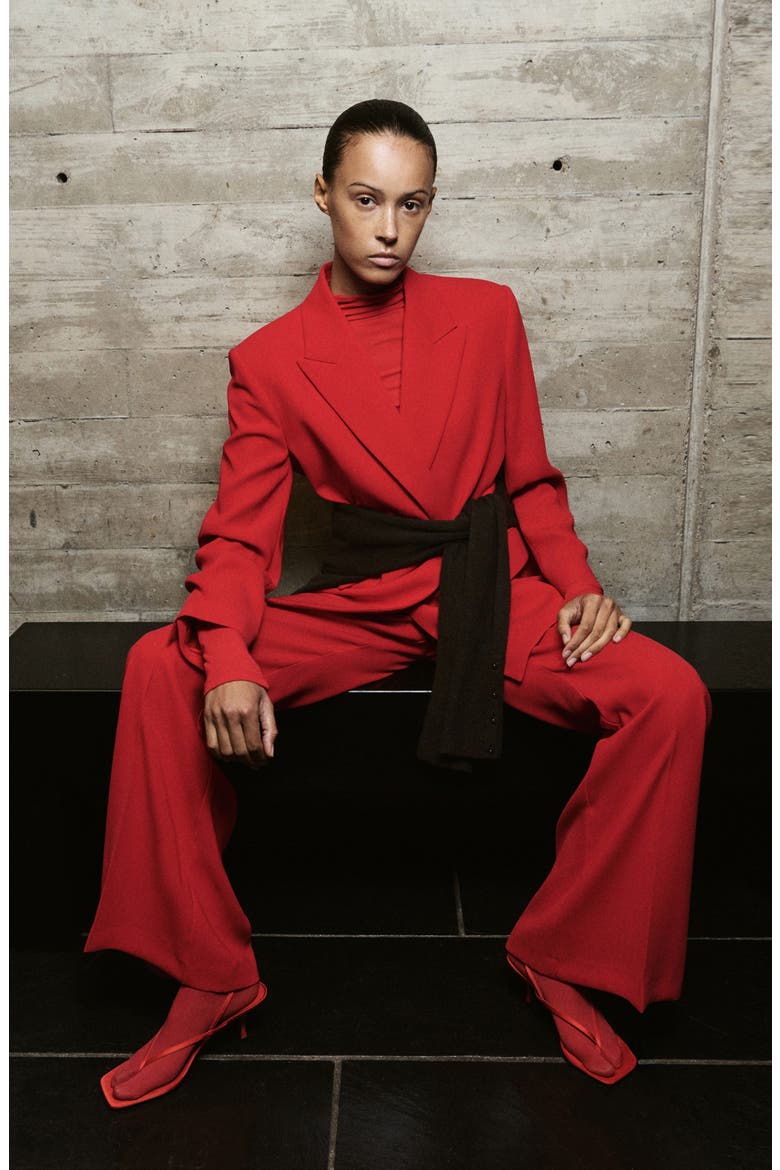 High Waist Pants, Alternate, color, RED