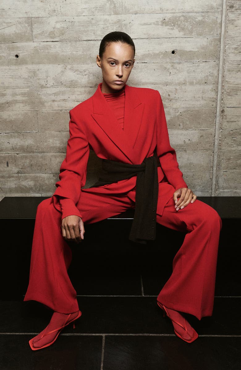 MANGO High Waist Pants, Alternate, color, Red