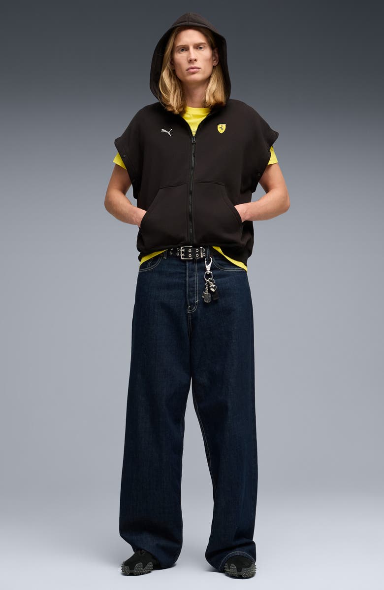 PUMA Ferrari Premium Oversize Zip Hoodie, Alternate, color, Puma Black