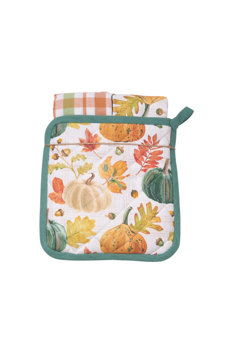 Teal Pumpkin Harvests Potholder Gift Bundle Set of 4, Alternate, color, Green