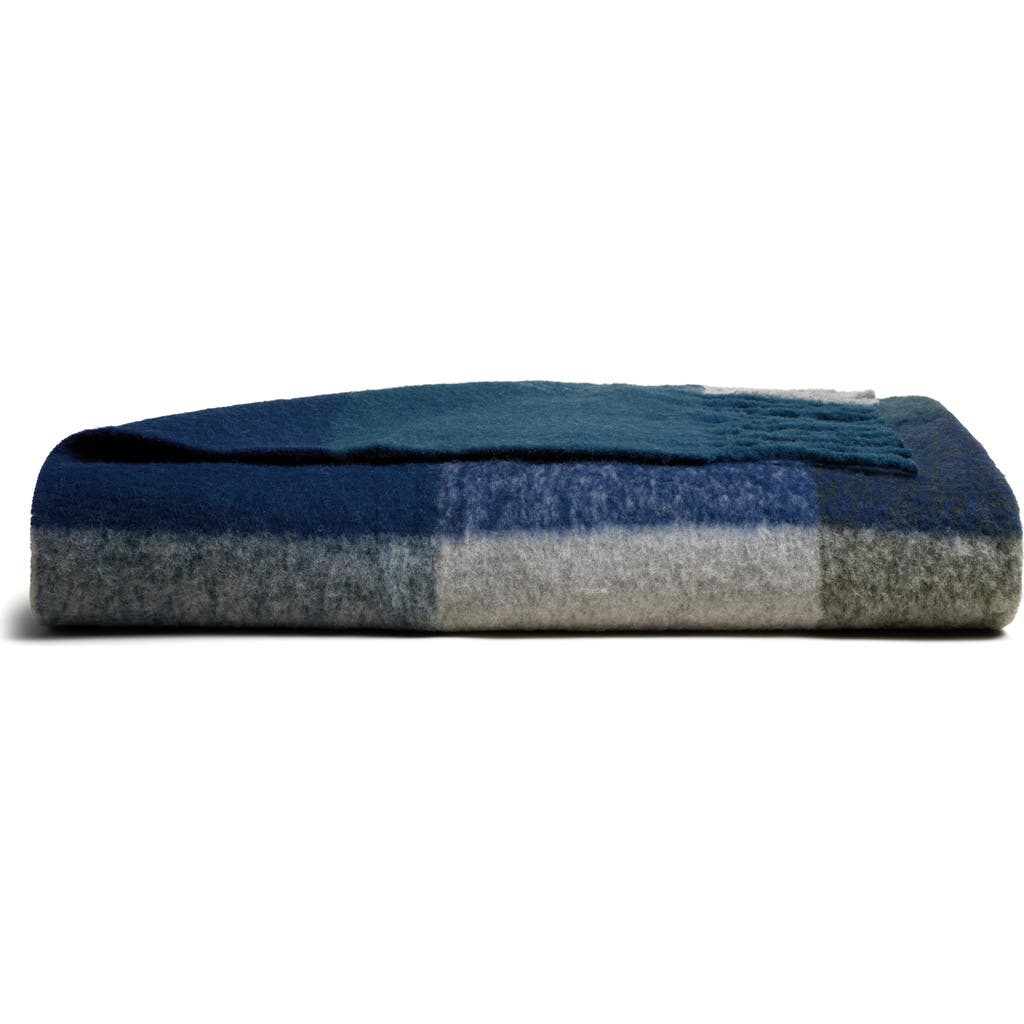 Parachute Plaid Wool & Alpaca Blend Throw Blanket In Blue