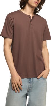 Lucky Brand Solid Short Sleeve Cotton Henley