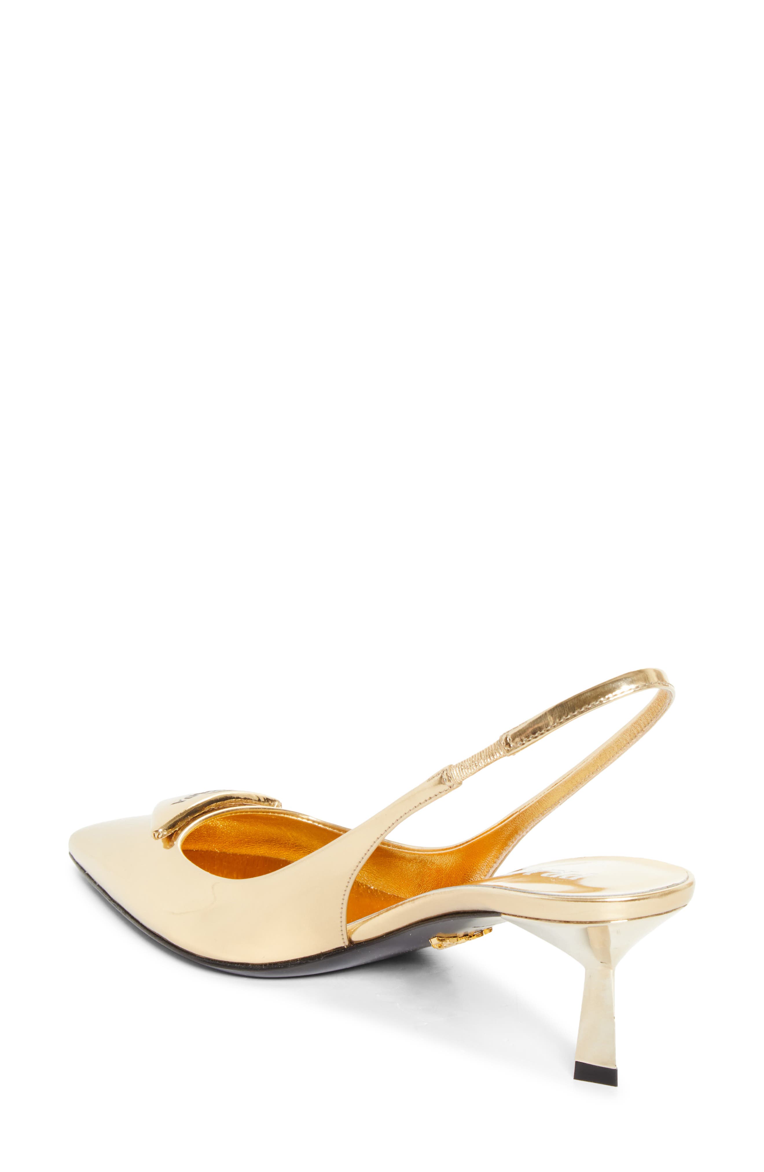Modellerie Pointed Toe Metallic Kitten Heel Slingback Pump - image 4