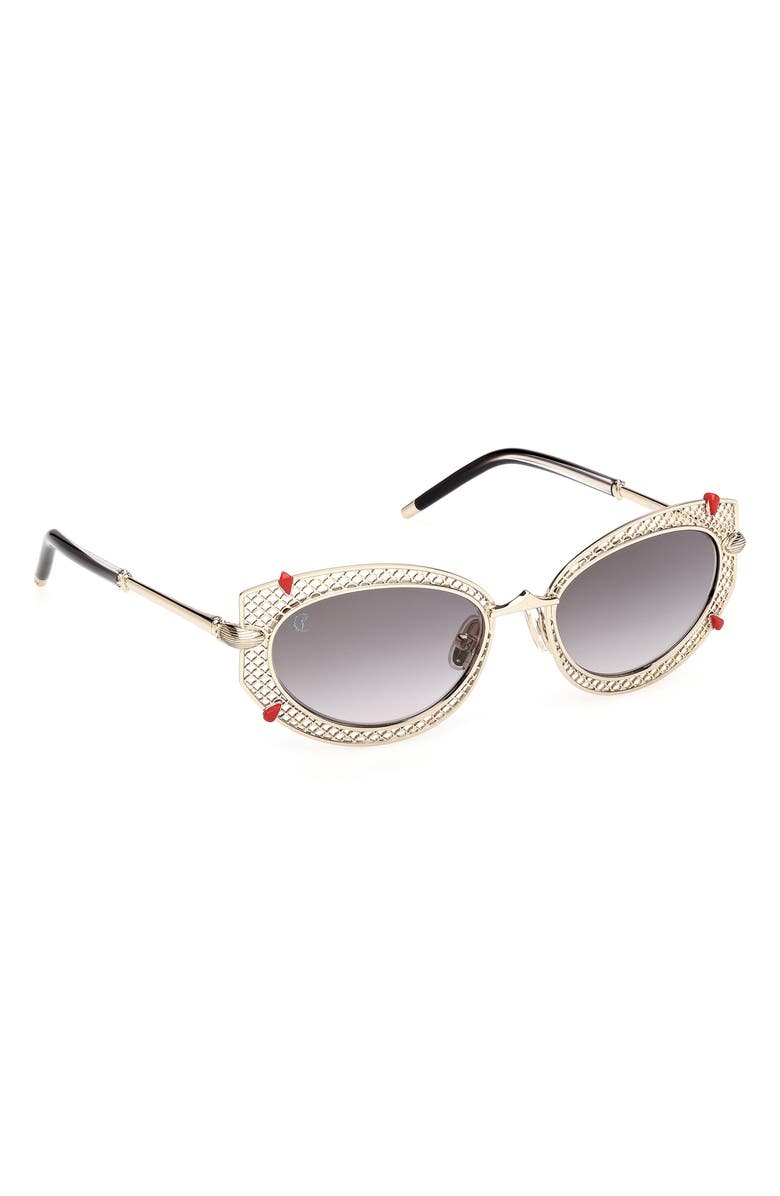 Christian Louboutin 54mm Oval Sunglasses, Alternate, color, Pale Gold / Zeiss Smoke Lens