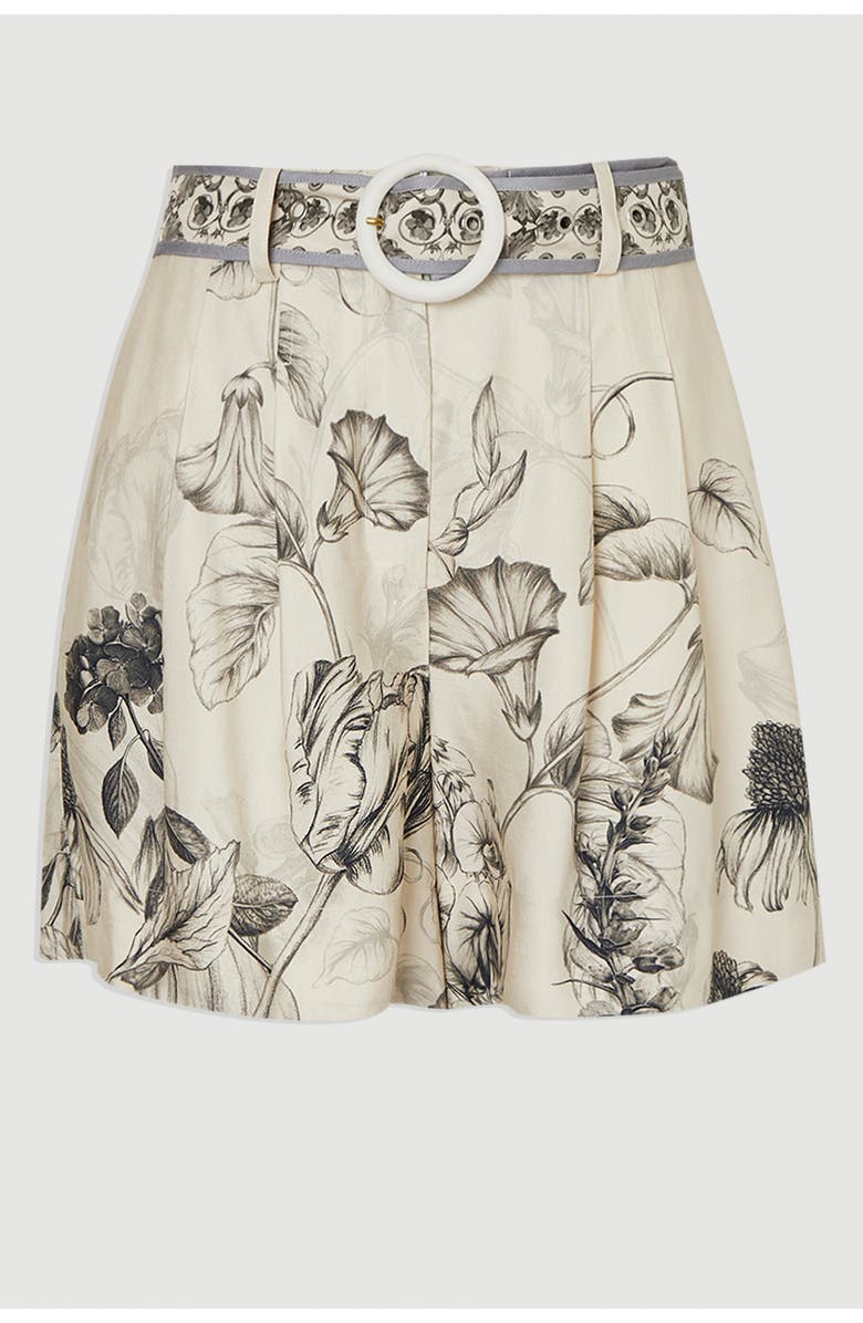 Karen Millen Placed Print Short With Belt, Alternate, color, Mono