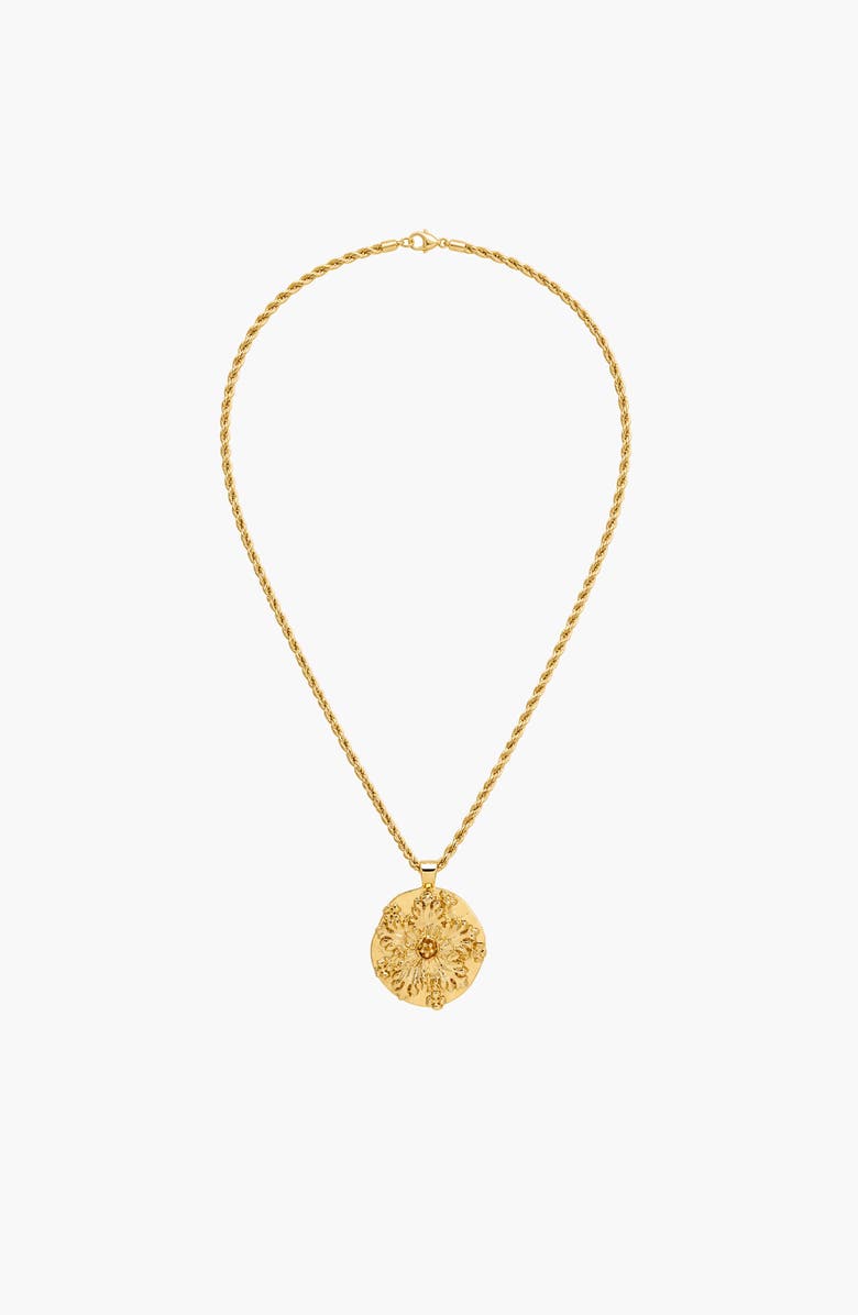 YOJ Flower Pendant Rope Necklace In Gold, Main, color, Gold