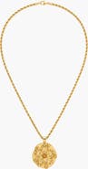 YOJ Flower Pendant Rope Necklace In Gold