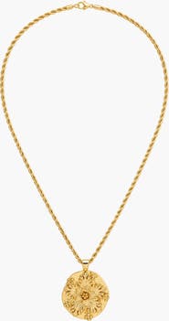 YOJ Flower Pendant Rope Necklace In Gold