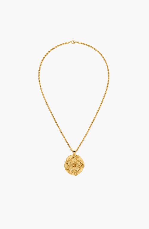 Yoj Flower Pendant Rope Necklace In Gold