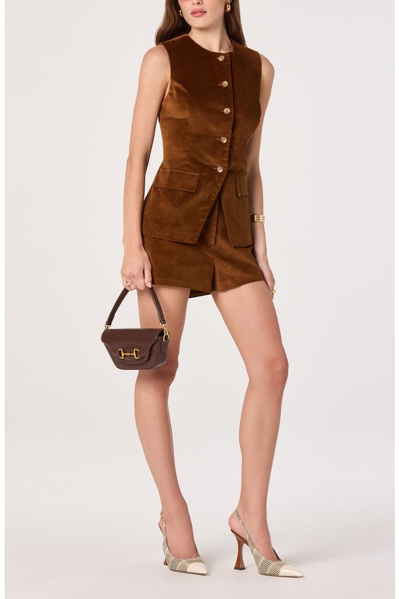 Corduroy Button-Up Cutaway Vest, Alternate, color, NUTMEG