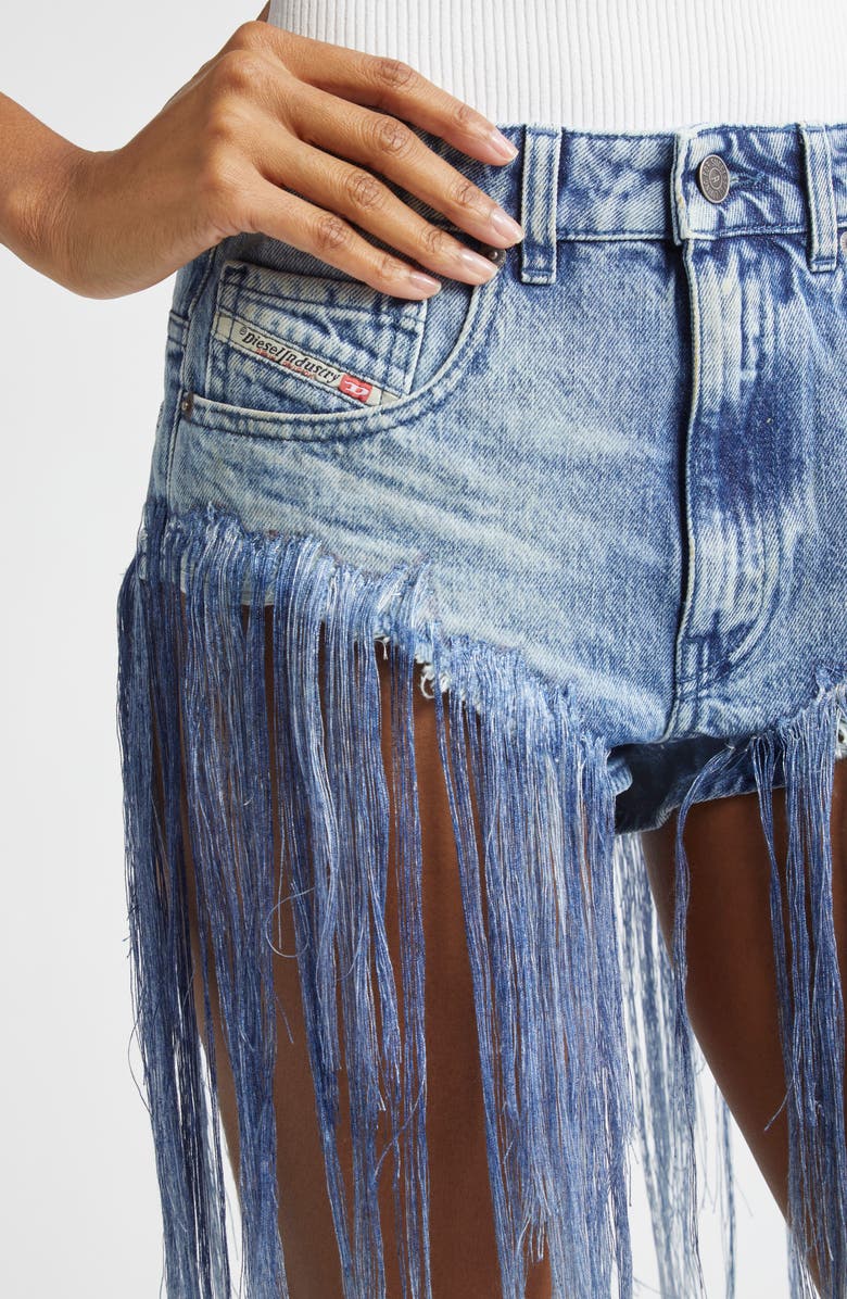 DIESEL<sup>®</sup> De-Jizz Fringe Hem Denim Shorts, Alternate, color, 