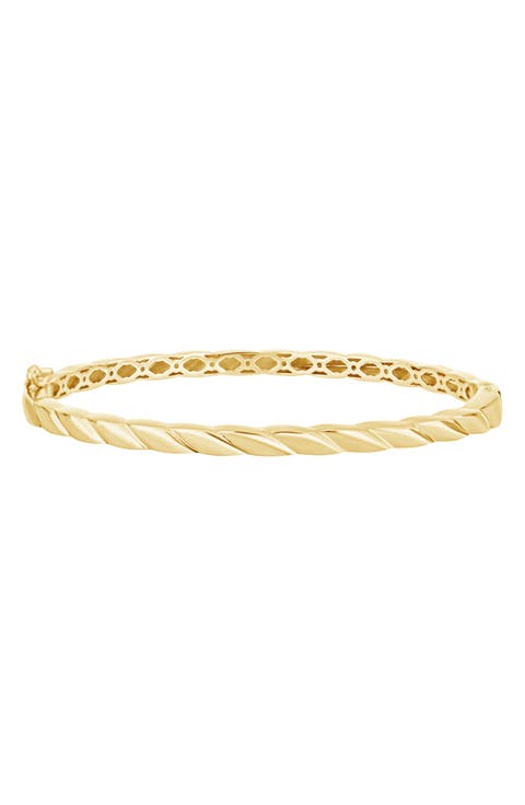 14K Gold Textured Bangle Bracelet