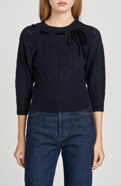 x Sara Walker Miranda Velvet Pointelle Sweater