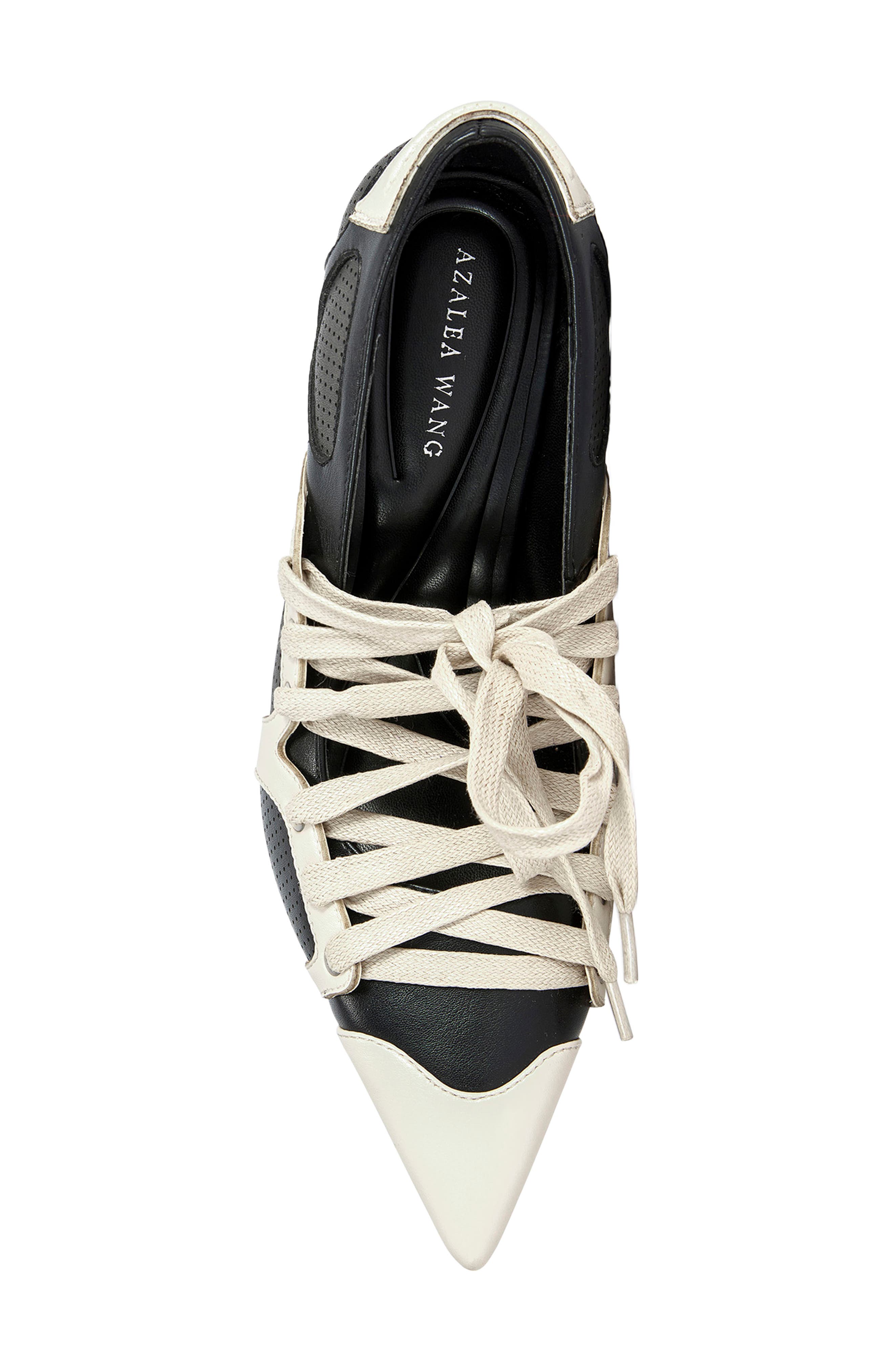 Firestring Pointed Toe Pump, Alternate, color, BLACK CREAM