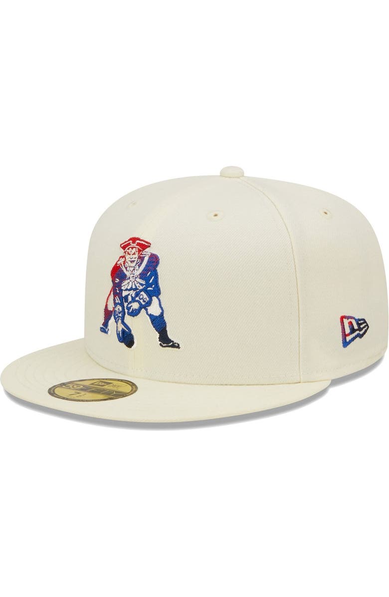 New Era Men's New Era Cream New England Patriots Chrome Color Dim 59FIFTY Fitted Hat, Main, color,