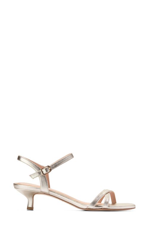 Cole Haan Leni Kitten Heel Sandal In Soft Gold Leather