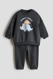 H&M 2-piece Printed Sweatshirt Set