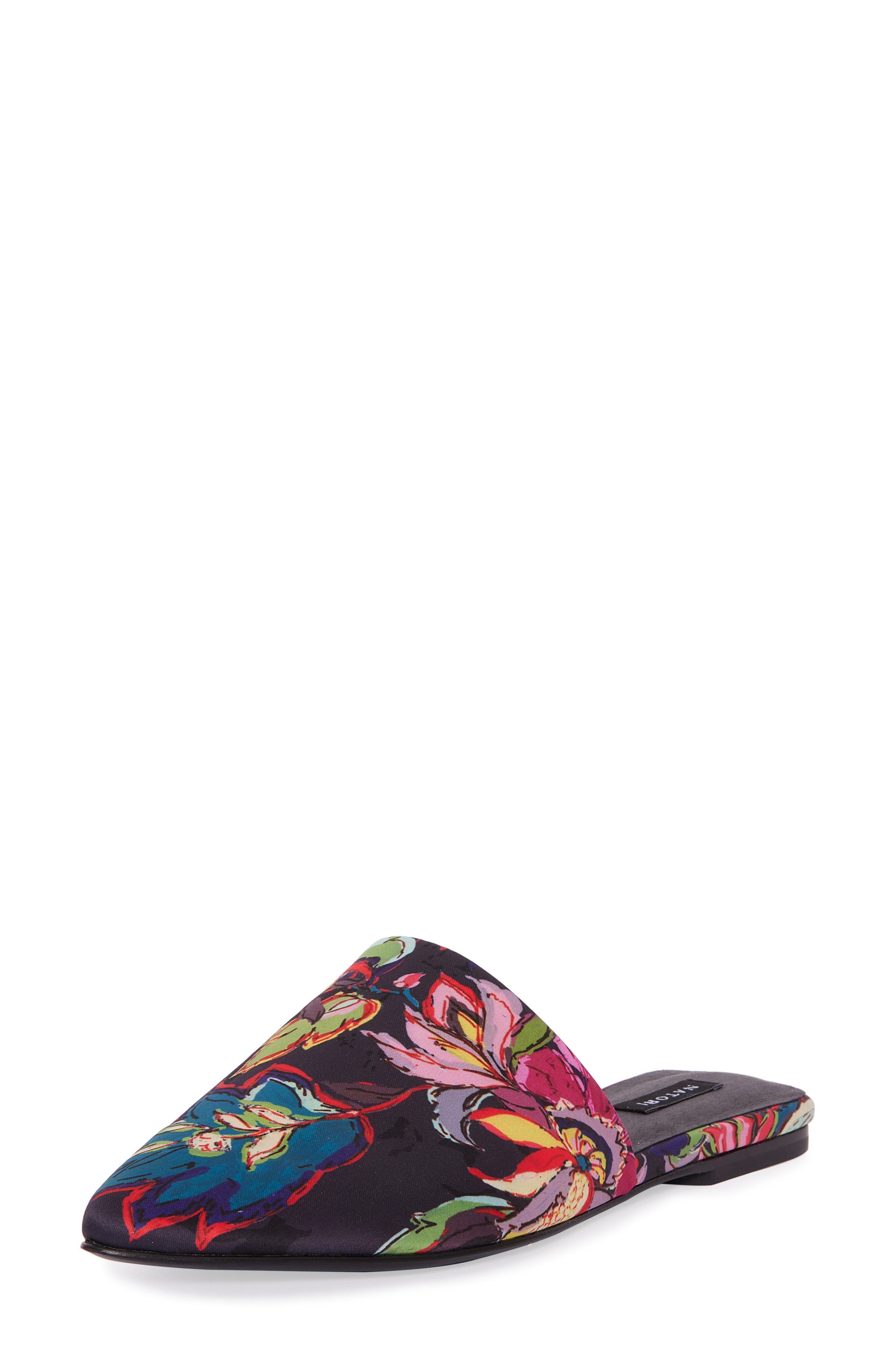 Adore Floral Mule, Main, color, BLACK
