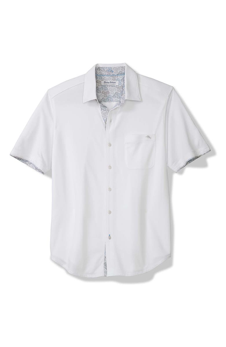 Tommy Bahama San Lucio Tri Leaf Geo Happy Hour IslandZone<sup>®</sup> Button-Up Shirt, Main, color, White