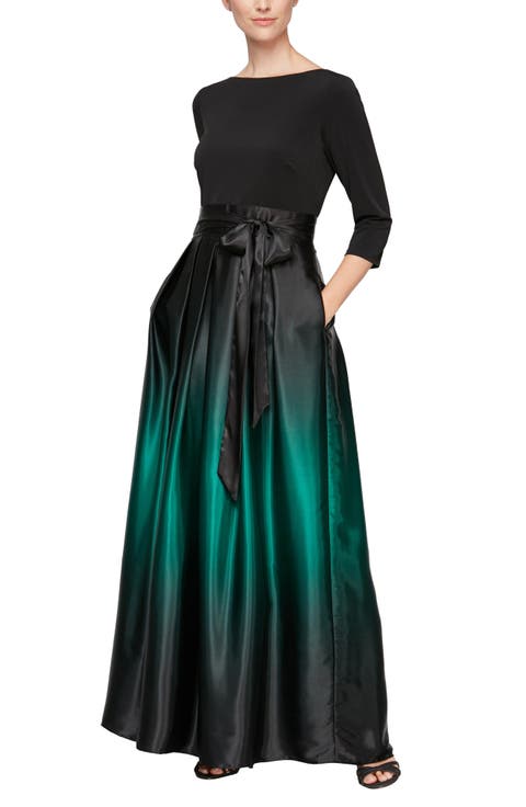 Tie Waist Ombrè Skirt Gown