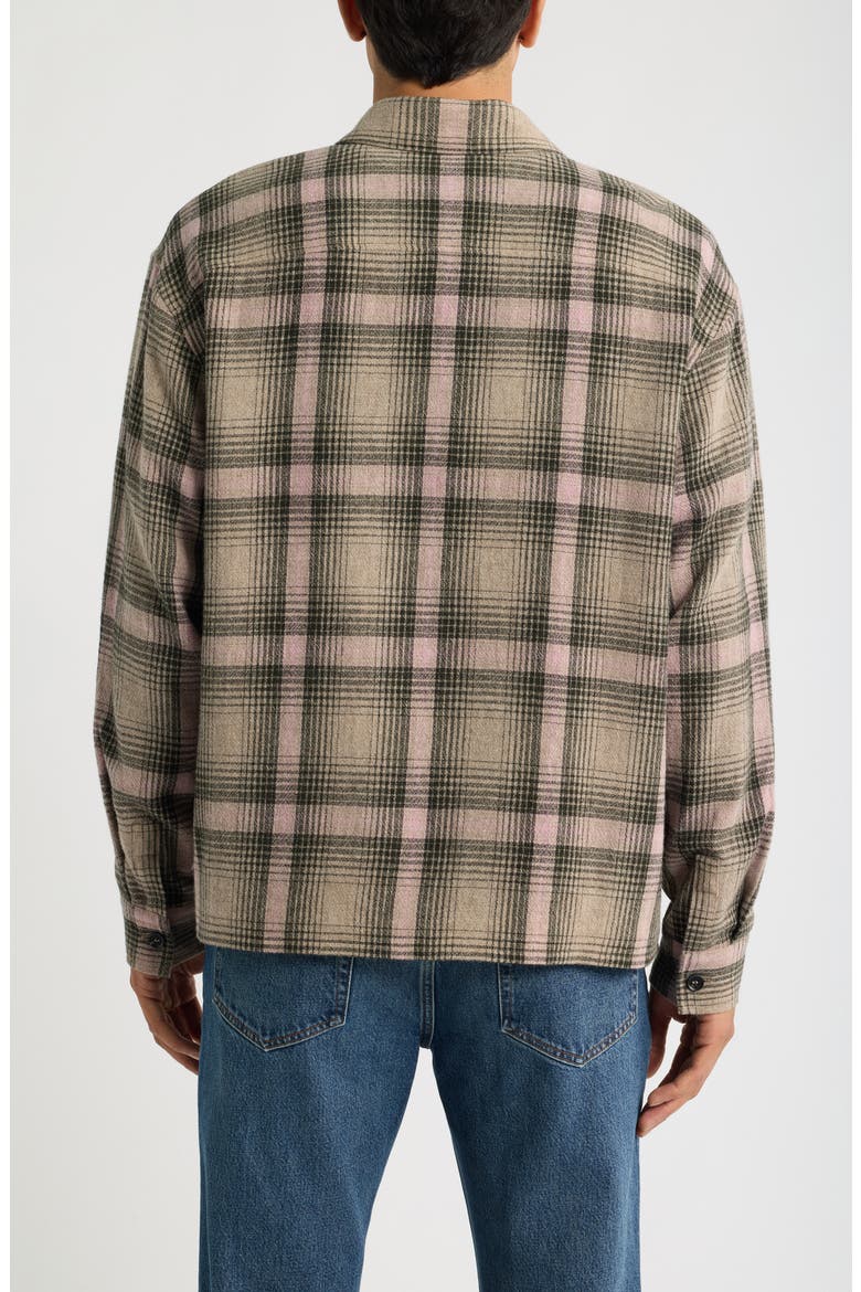 Plaid Wool Blend Button-Up Overshirt, Alternate, color, WARM MAUVE PLAID