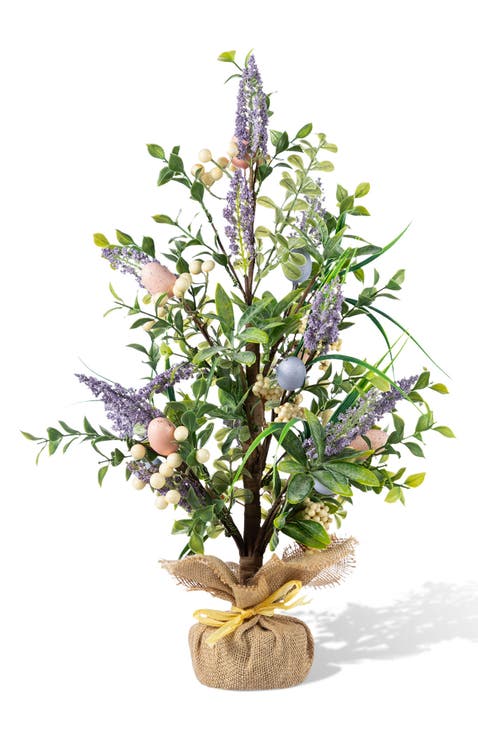 21"H Easter Egg & Lavender Table Tree Decor