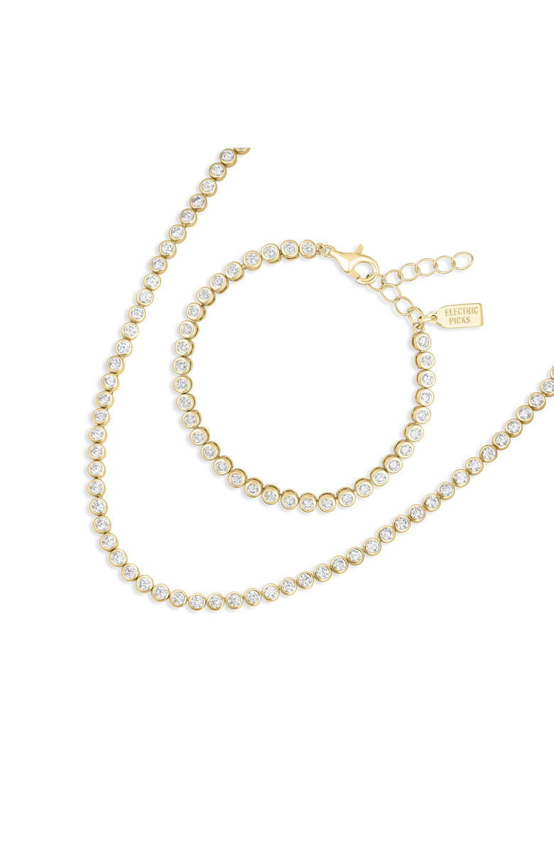 Electric Picks Jewel Tennis Bracelet and Necklace - Set of 2, Main, color, Gold