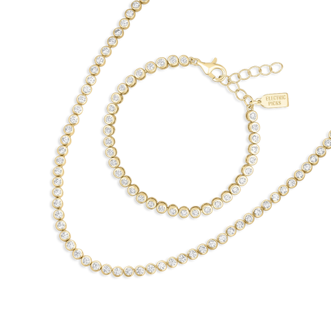 Jewel Tennis Bracelet and Necklace - Set of 2