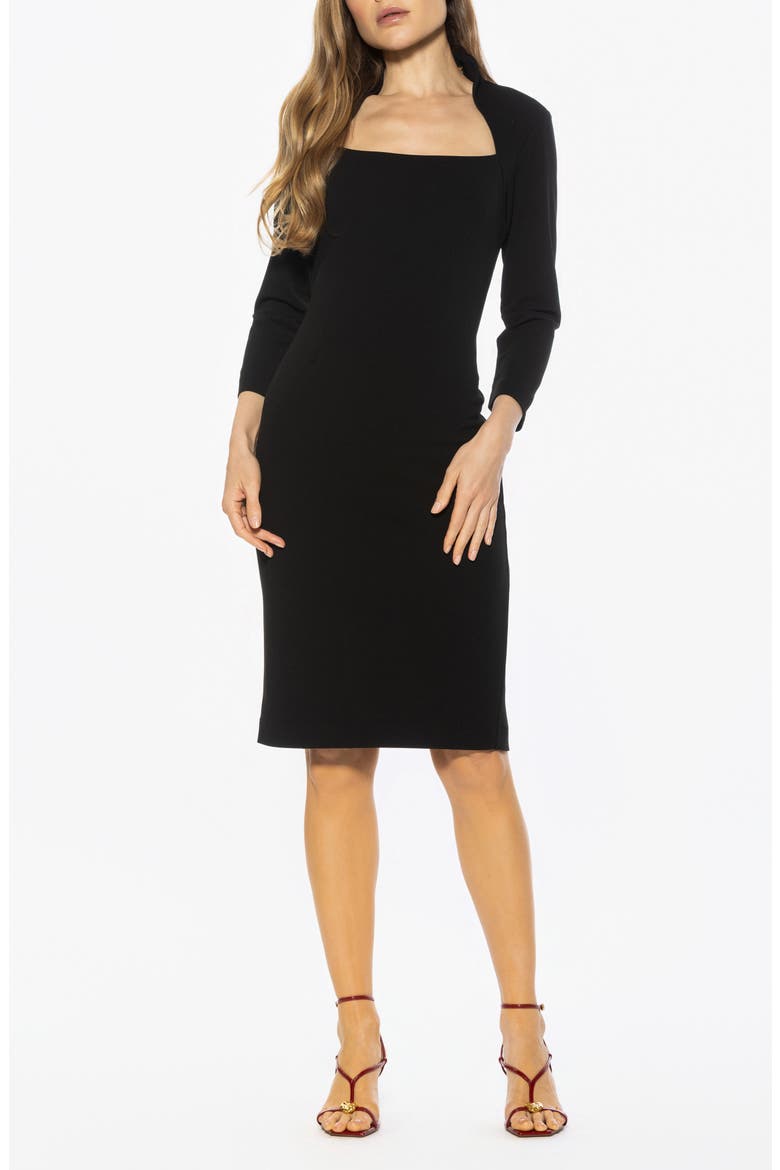 Marais Neck Midi Sheath Dress, Main, color, BLACK