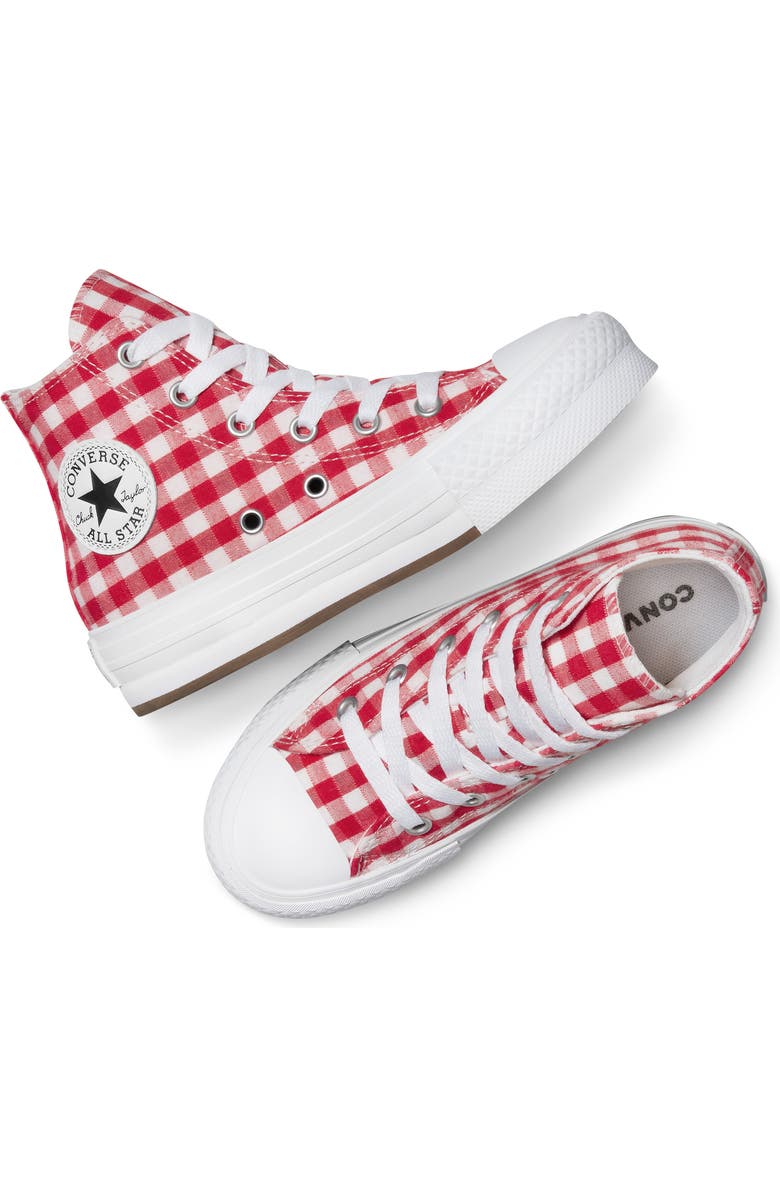 Converse Chuck Taylor All Star EVA Lift Gingham Canvas High Top Platform Sneaker, Alternate, color, Vintage White/ Red/ White