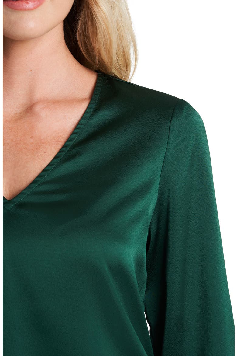 Tie Cuff Satin Top, Alternate, color, ALPINE GREEN