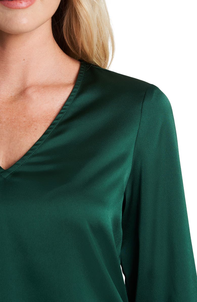 CeCe Tie Cuff Satin Top, Alternate, color, 